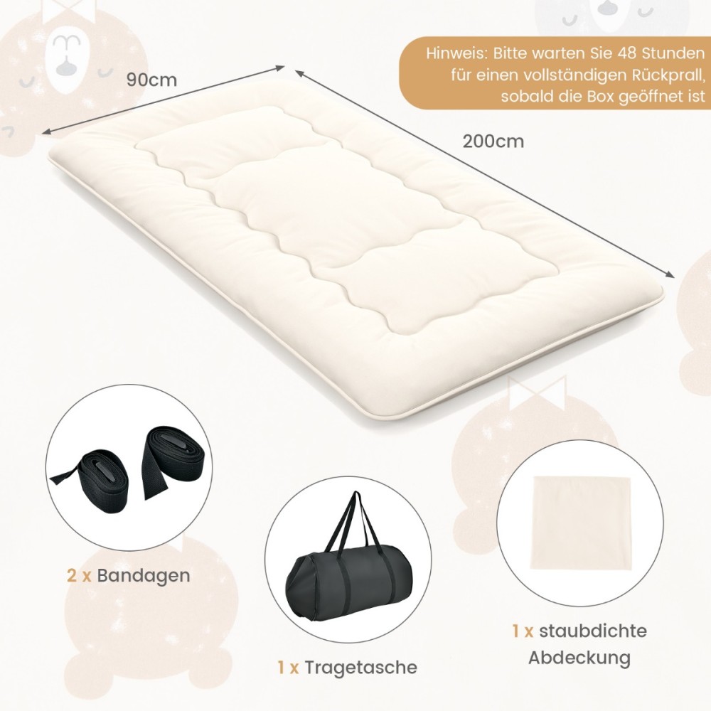 Costway Ιαπωνικό Στρώμα Φουτόν Τατάμι με Πλενόμενο Κάλυμμα 200x90x10 cm - Μπεζ HU10922BE-T