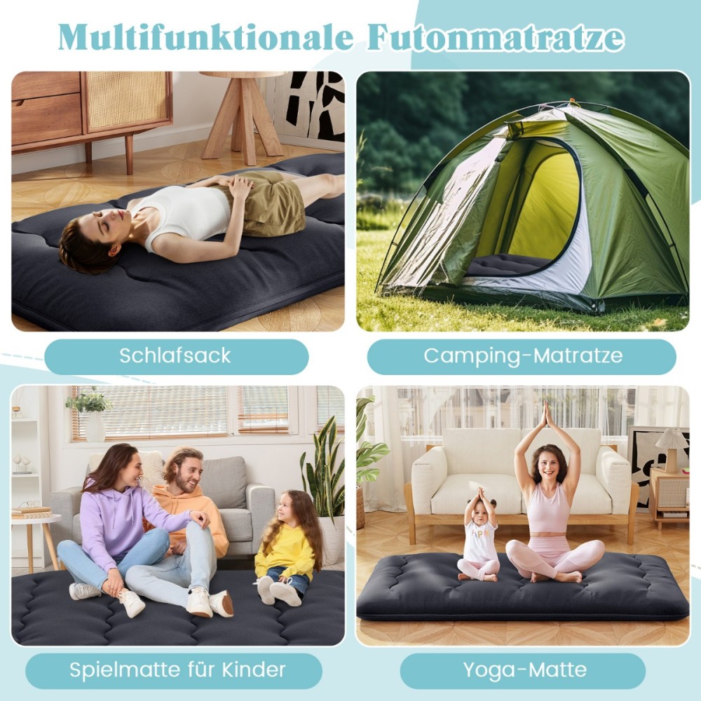 Costway Ιαπωνικό Φουτόν με Πλενόμενο Κάλυμμα & Θήκη 90 x 200 cm HU10922DK-T