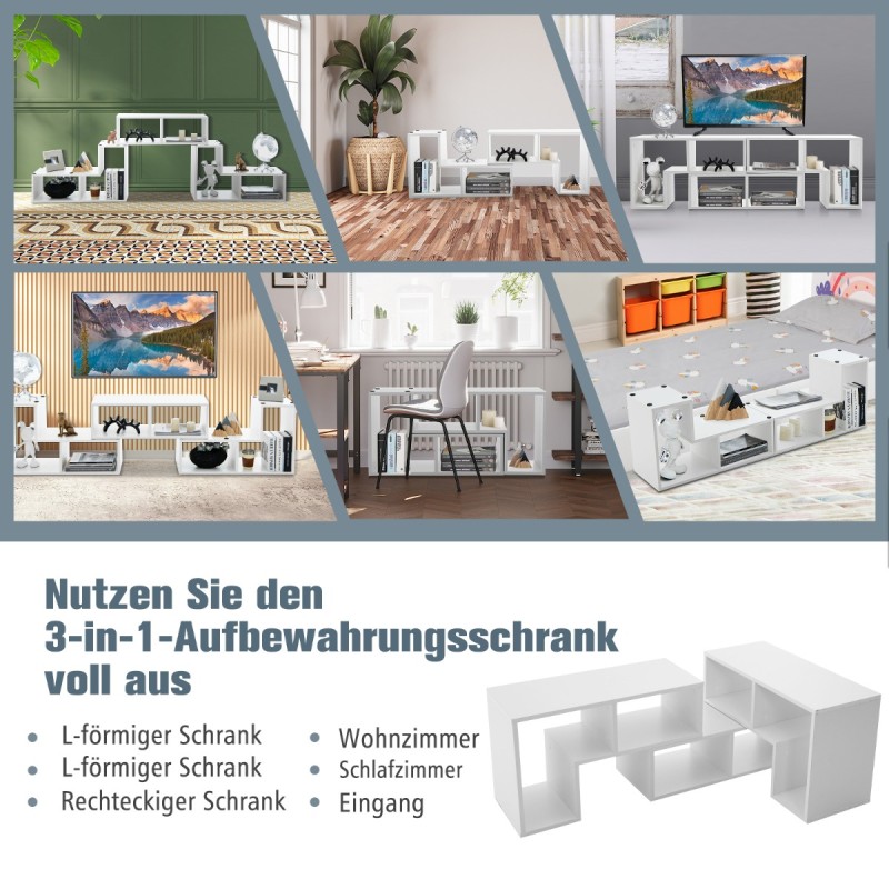 Costway  Τρισδιάστατη Ραφιέρα Τηλεόρασης με Ελεύθερους Συνδυασμούς και Μοντέρνο Μινιμαλιστικό Στυλ HV10438WH