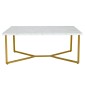 Costway Μαρμάρινο Τραπεζάκι Σαλονιού με Χρυσή Μεταλλική Βάση & Ρυθμιζόμενα Πόδια HV10491