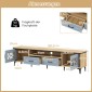 Costway Μπλε Μπαμπού Lowboard TV Schrank με 2 Συρτάρια & 2 Πόρτες για Τηλεοράσεις έως 80 ίντσες HV10745DE-OG+