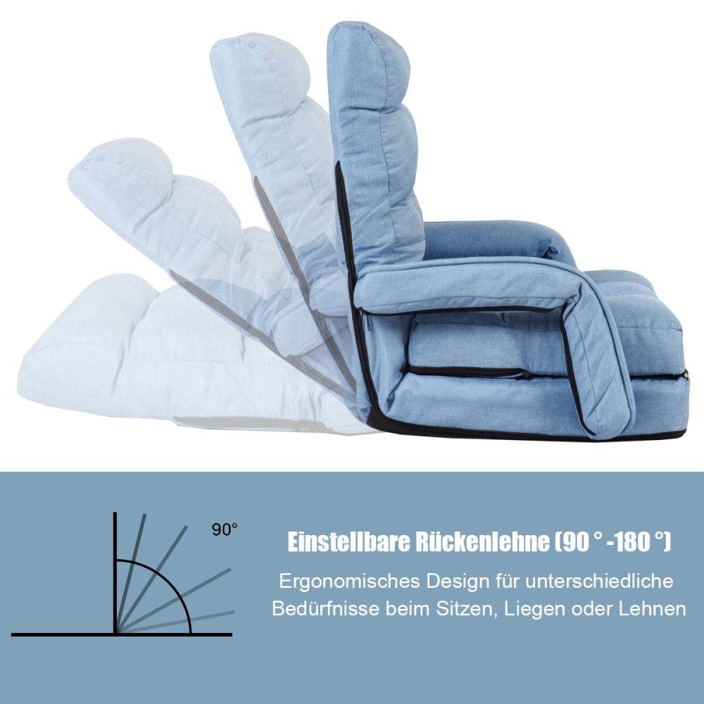 Costway Μπλε Πτυσσόμενος Καναπές-Κρεβάτι για Σπίτι και Γραφείο HW56730BL