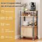 Costway Κουζινόκαρρο με Ρόδες και Αποθηκευτικούς Χώρους 60 x 40 x 98 cm Φυσικό HW60180WD