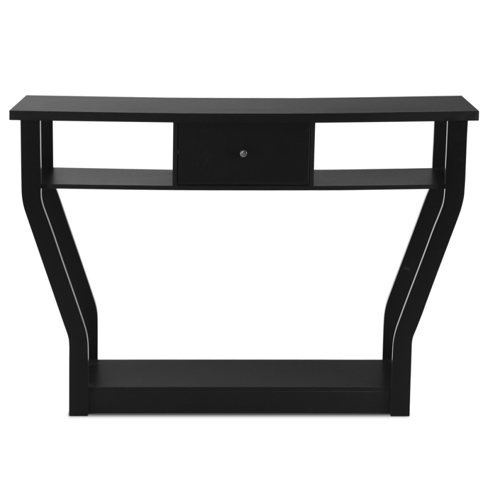 Costway Μαύρο Κονσόλα Τραπέζι Διαδρόμου με Συρτάρι και Ράφι 120 x 30 x 81 εκ. HW60291DK