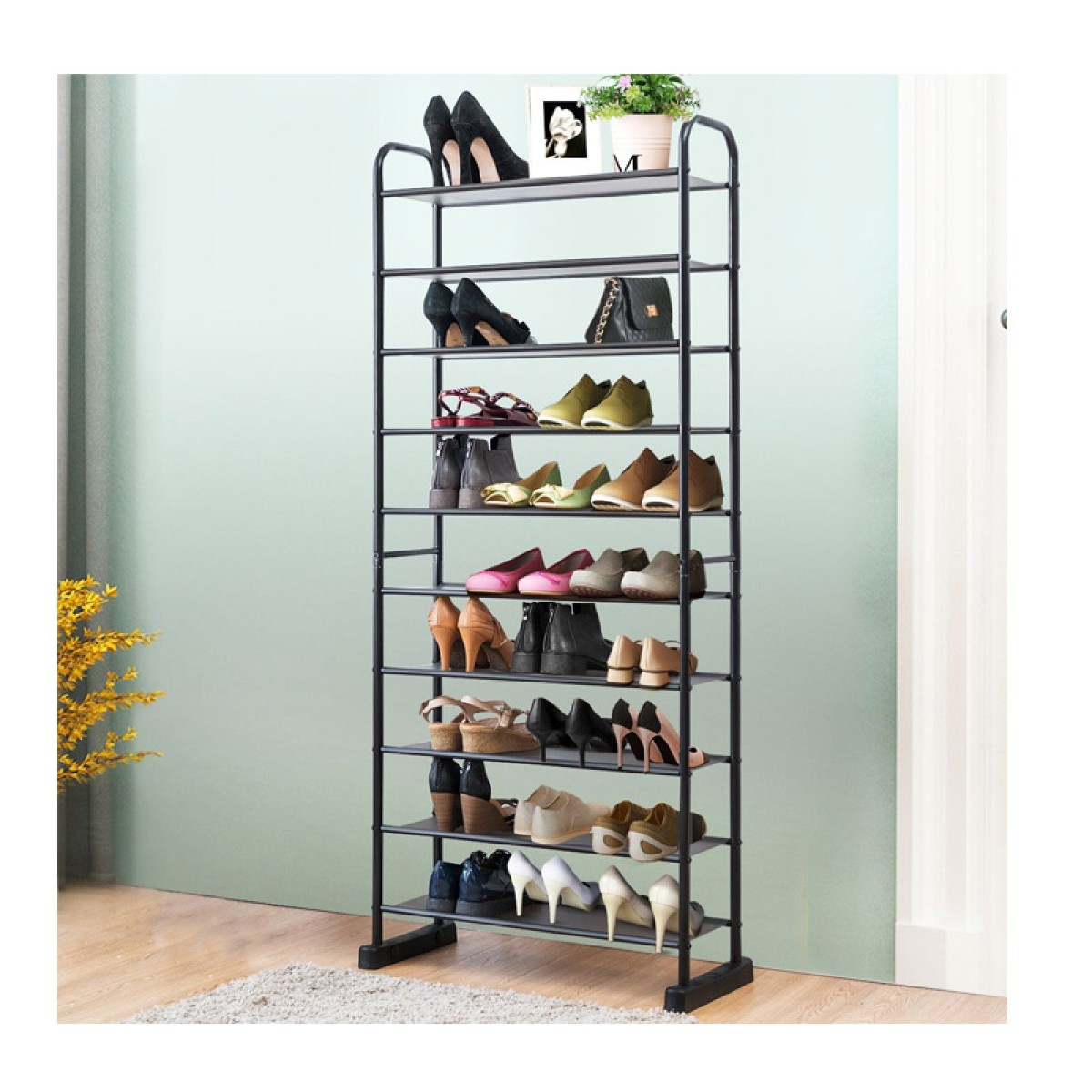 Μεταλλική Παπουτσοθήκη με 10 Ράφια 66 x 29 x 152 cm Costway HW63424
