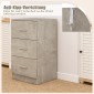 Costway Κομοδίνο με 3 Συρτάρια Υψηλής Γυαλάδας 37 x 34 x 66,5 εκ. σε Τσιμεντογκρί για Κρεβάτι Boxspring HW64165GR