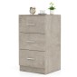 Costway Κομοδίνο με 3 Συρτάρια Υψηλής Γυαλάδας 37 x 34 x 66,5 εκ. σε Τσιμεντογκρί για Κρεβάτι Boxspring HW64165GR