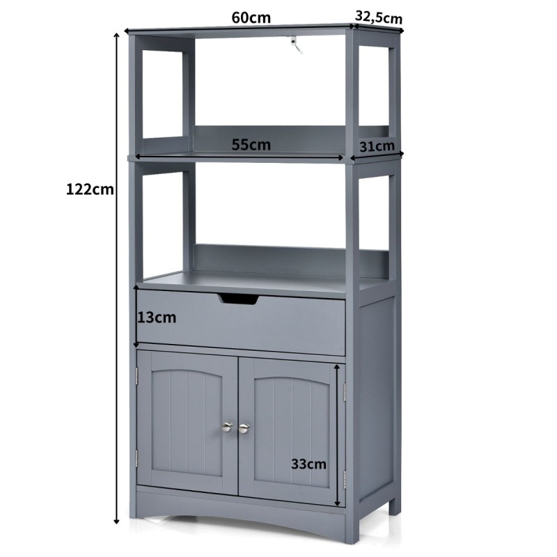 Costway  Πρακτικό Ντουλάπι Τοίχου για Μπάνιο και Κουζίνα με Άφθονο Αποθηκευτικό Χώρο και Ασφαλή Σχεδίαση HW66295GR