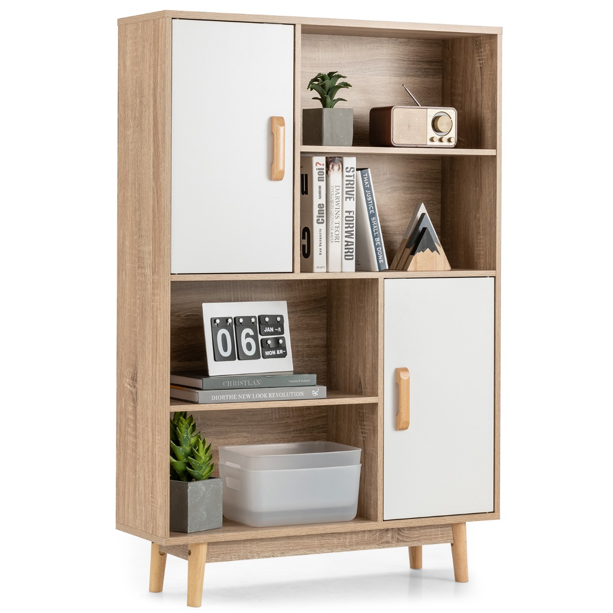 Costway  Όμορφη και Πολυλειτουργική Βιβλιοθήκη με Σταθερή Κατασκευή και Εύκολη Συναρμολόγηση HW67563WH