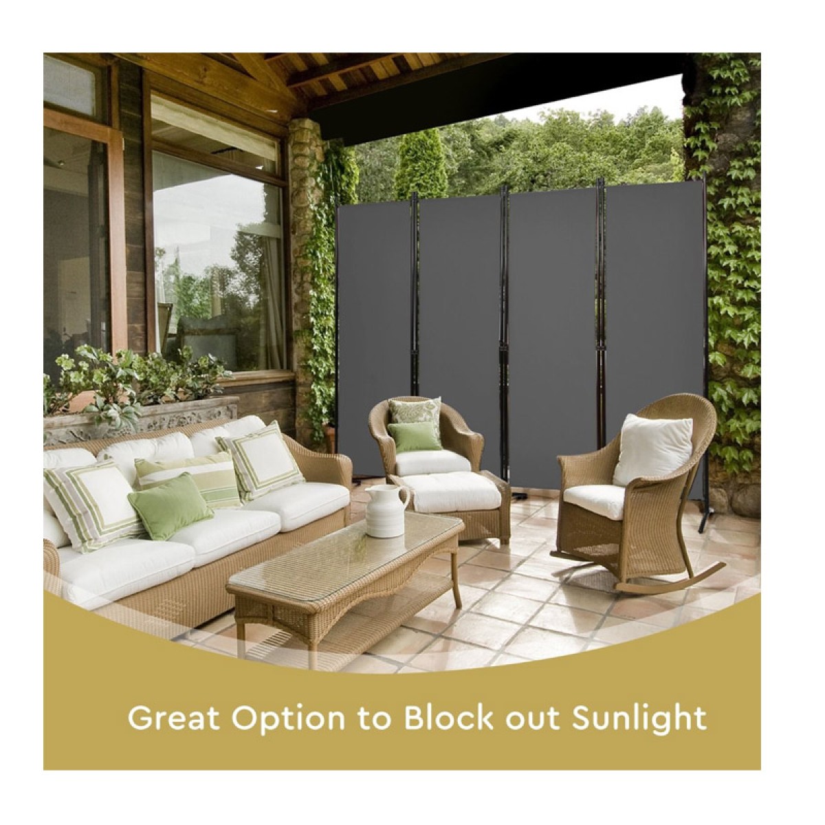Μεταλλικό Διακοσμητικό Παραβάν 220 x 51 x 173 cm Costway HW68273GR