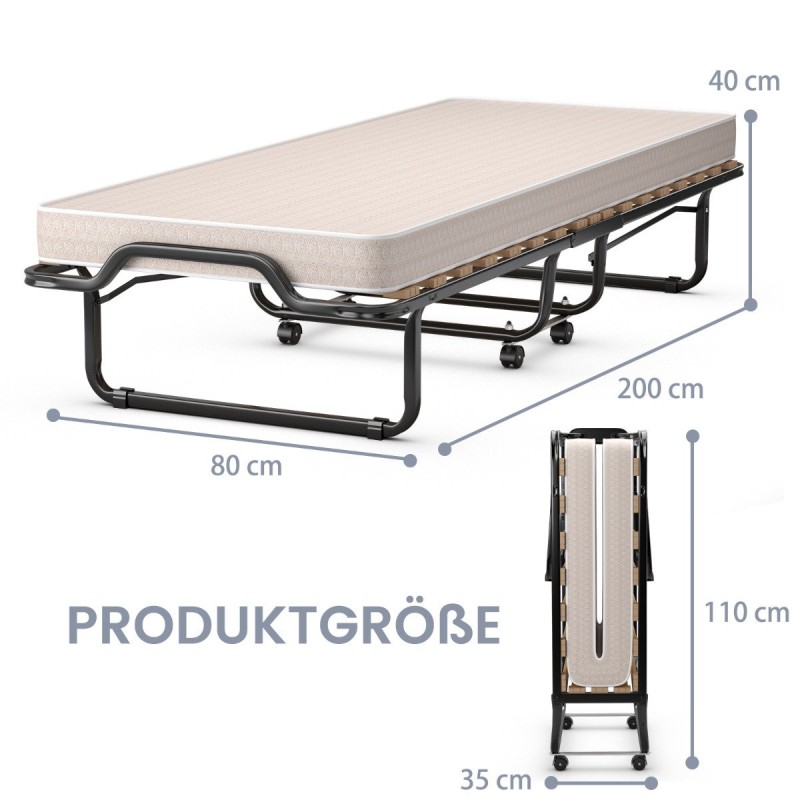 Costway  Πτυσσόμενο Κρεβάτι με Στρώμα Memory Foam - Ιδανικό για Επισκέπτες και Γραφείο HW72812