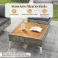 Costway Σετ Κήπου - Συνδυαστική Εξωτερική Rattan Γωνιά με Τραπέζι και Μαξιλάρια Γενικής Χρήσης HW74070GR+