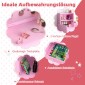 Costway Σετ Παιδικό Τραπέζι Μακιγιάζ με Σκαμπό & LED Φώτα & Καθρέφτη & Συρτάρι Ροζ HY10160PI