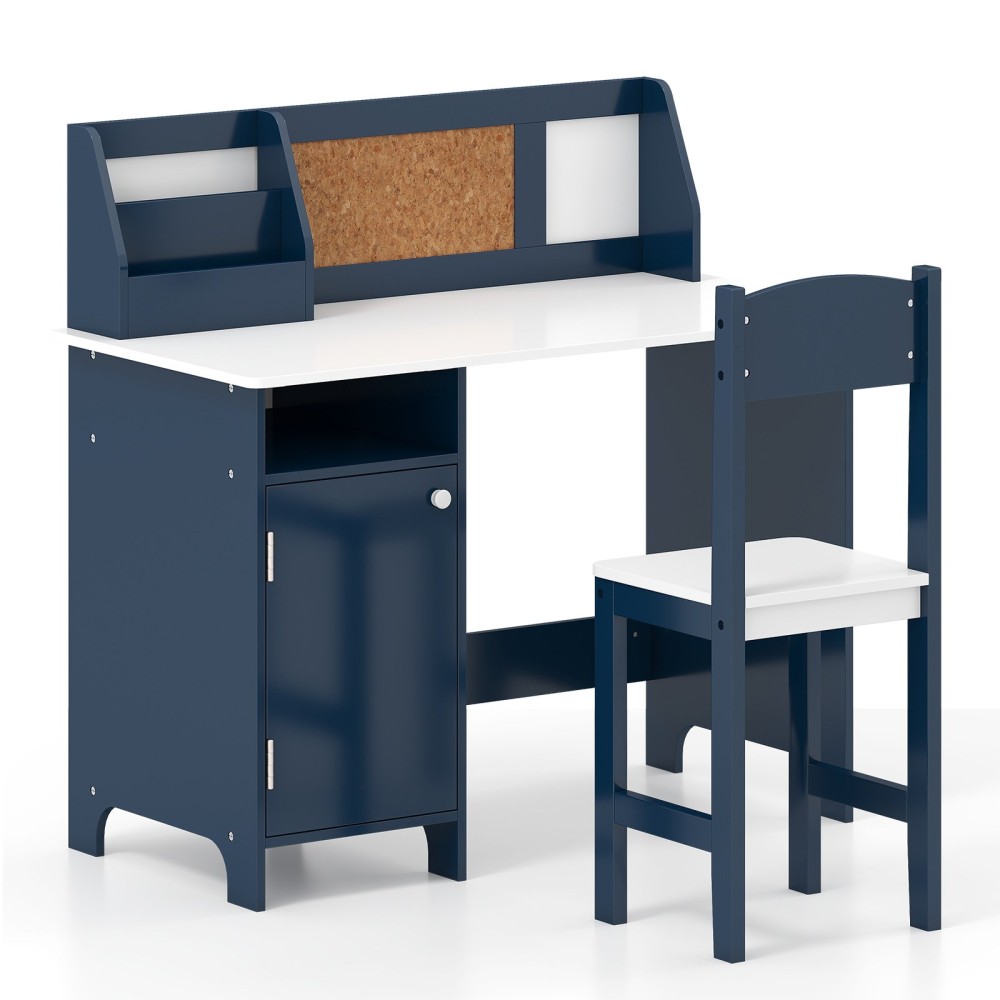 Costway Παιδικό Γραφείο με Καρέκλα 90x45x85,5 εκ. HY10278BL