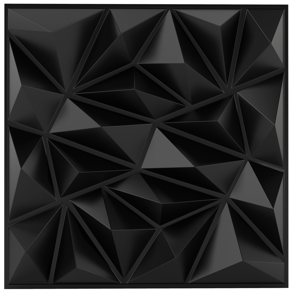 Costway Σετ 20 τμχ Αυτοκόλλητα 3D Πάνελ Τοίχου 50 x 50 εκ. Μαύρο HZ10363BK