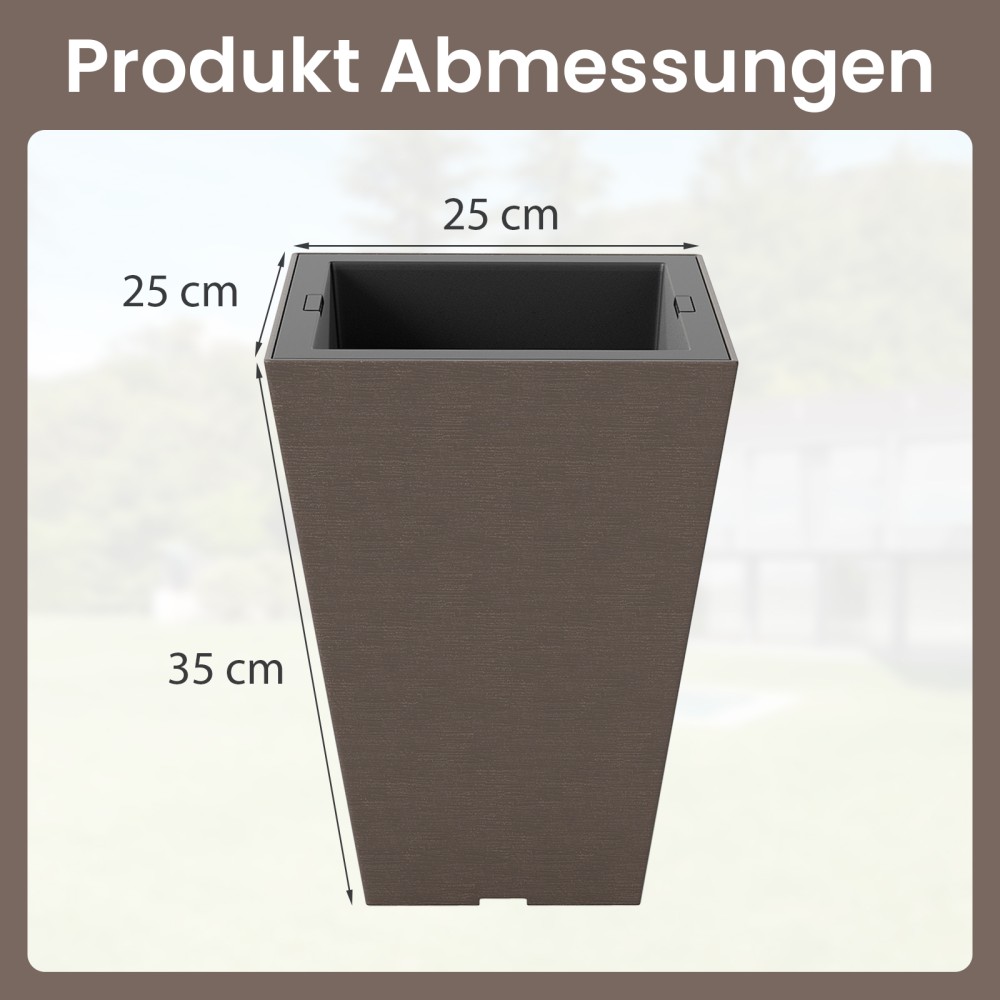 Costway Δύο Ανθεκτικές Καφέ Γλάστρες με Εσωτερική Γλάστρα και Οπές Αποστράγγισης HZ10368BN-2