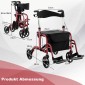 Costway Ελαφρύς Αναδιπλούμενος Rollator με Κάθισμα 2 σε 1 Καρέκλα & Ταξιδιωτικός Rollator Κόκκινο JH10012RE
