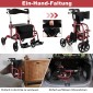 Costway Ελαφρύς Αναδιπλούμενος Rollator με Κάθισμα 2 σε 1 Καρέκλα & Ταξιδιωτικός Rollator Κόκκινο JH10012RE