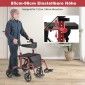 Costway Ελαφρύς Αναδιπλούμενος Rollator με Κάθισμα 2 σε 1 Καρέκλα & Ταξιδιωτικός Rollator Κόκκινο JH10012RE