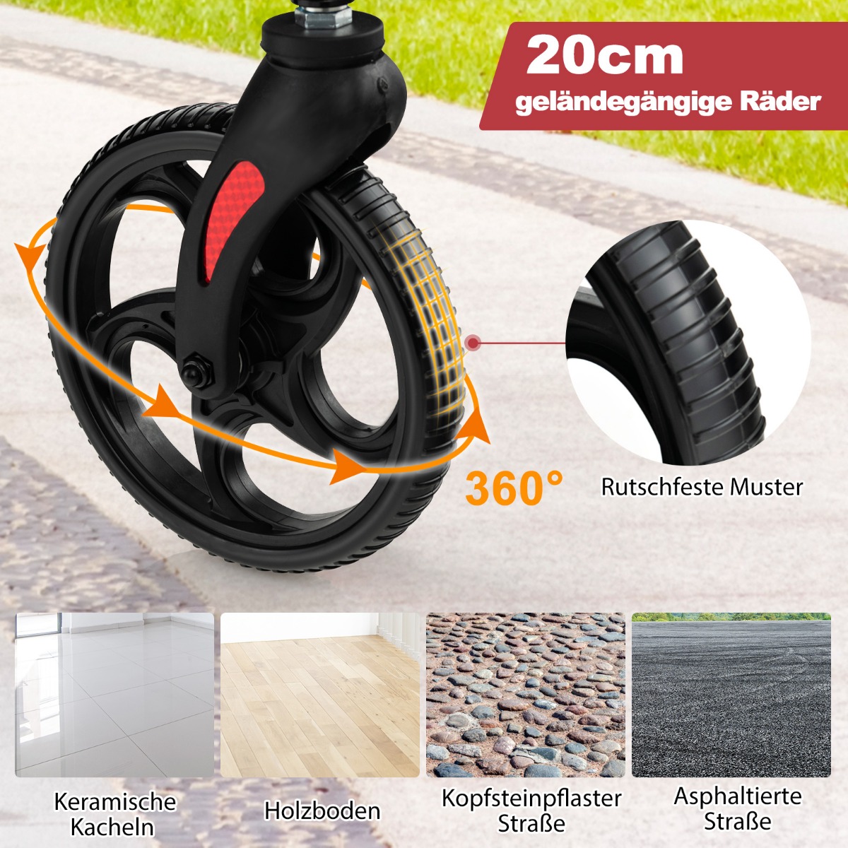 Costway Ελαφρύς Αναδιπλούμενος Rollator με Κάθισμα 2 σε 1 Καρέκλα & Ταξιδιωτικός Rollator Κόκκινο JH10012RE