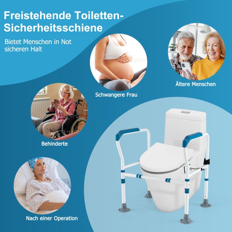 Costway Ρυθμιζόμενο Στήριγμα Τουαλέτας με Ιμάντα για Ασφάλεια και Σταθερότητα JH10015BL