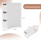 Costway Λευκή Λεπτή Ντουλάπα με Ρόδες, 20cm, με 3 Συρτάρια JV11493WH