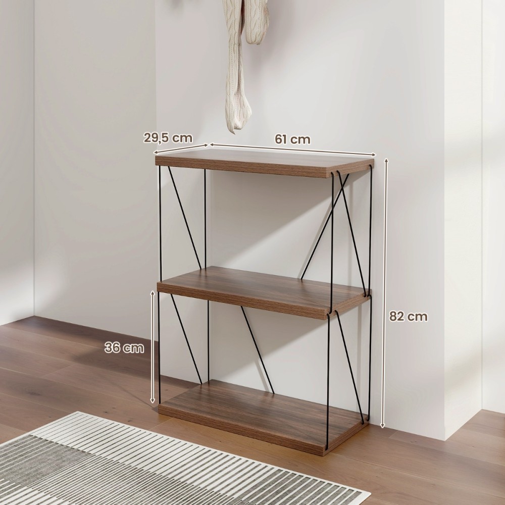 Costway 3 επιπέδων ράφι με μεταλλικό πλαίσιο βιομηχανικό βιβλιοθήκη ράφι αποθήκευσης 60 x 29,5 x 82 εκ. JV11641WN