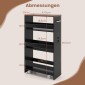 Costway Συμπαγές 4-επίπεδο Ρολό Τρόλεϊ Κουζίνας 80,5 x 20 x 47,5 cm με Λαβή και Σταθμό Φόρτισης, Μαύρο + Βιντατζ Καφέ JV11646DE-HS