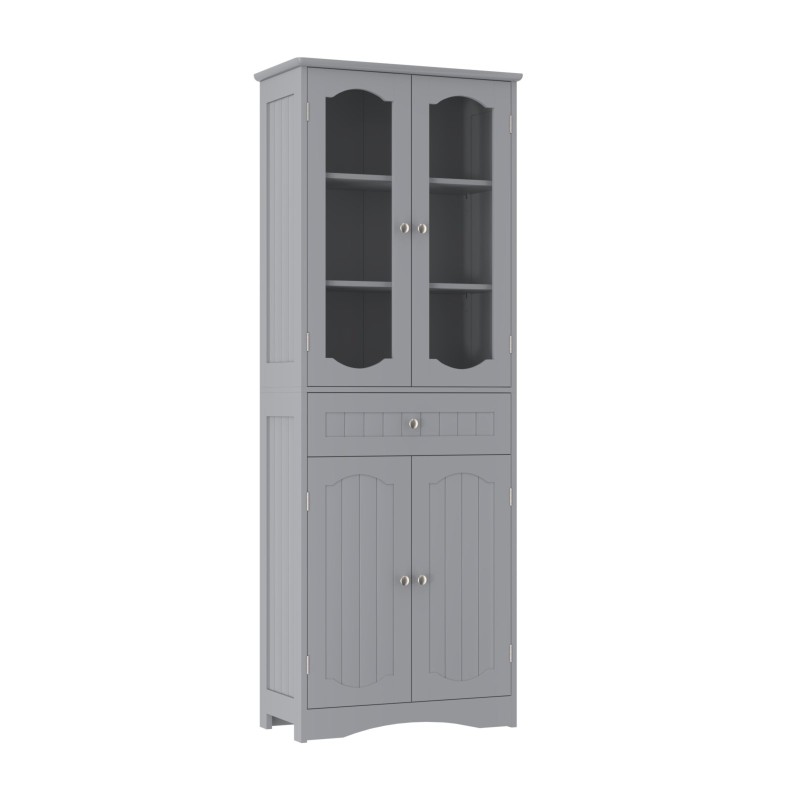 Costway Γκρι Ελεύθερη Ψηλή Ντουλάπα Μπάνιου με 4 Πόρτες & Συρτάρι JV11751GR