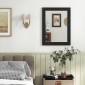 Costway Καθρέφτης τοίχου 80 x 60 cm από ξύλο καουτσουκόδεντρου με ξύλινο πλαίσιο Καθρέφτης μπάνιου Καθρέφτης καλλυντικών Μαύρος JV11863DK