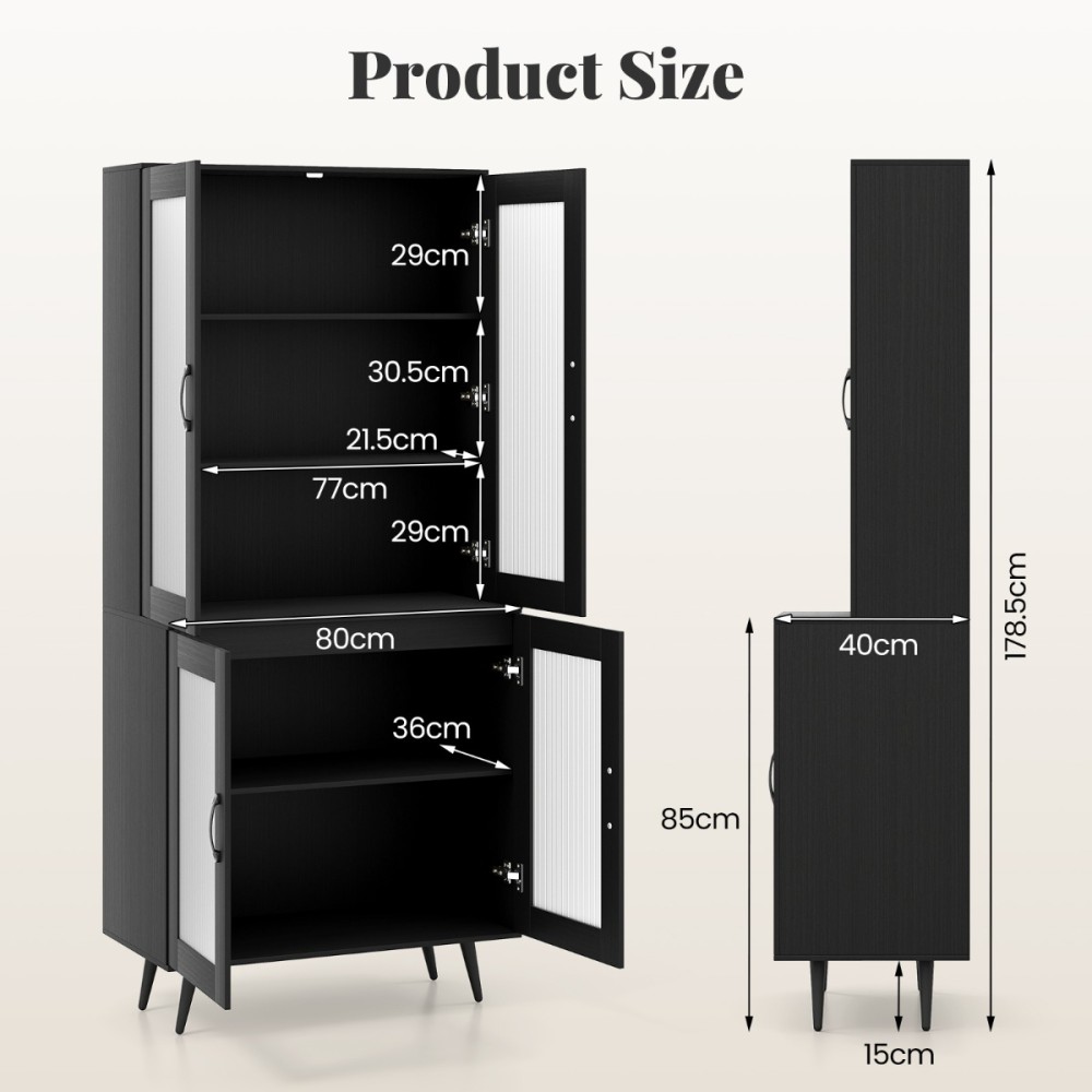 Costway Κομψό Πολυχρηστικό Ντουλάπι 60 x 35,5 x 42 cm με Ρυθμιζόμενα Ράφια και Μεταλλικά Πόδια JV12652DK+