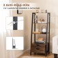 Costway Καφέ Ελεύθερη Σκάλα Ράφι 134cm με 4 Ανοιχτά Ράφια και 2 Συρτάρια JV12654CF