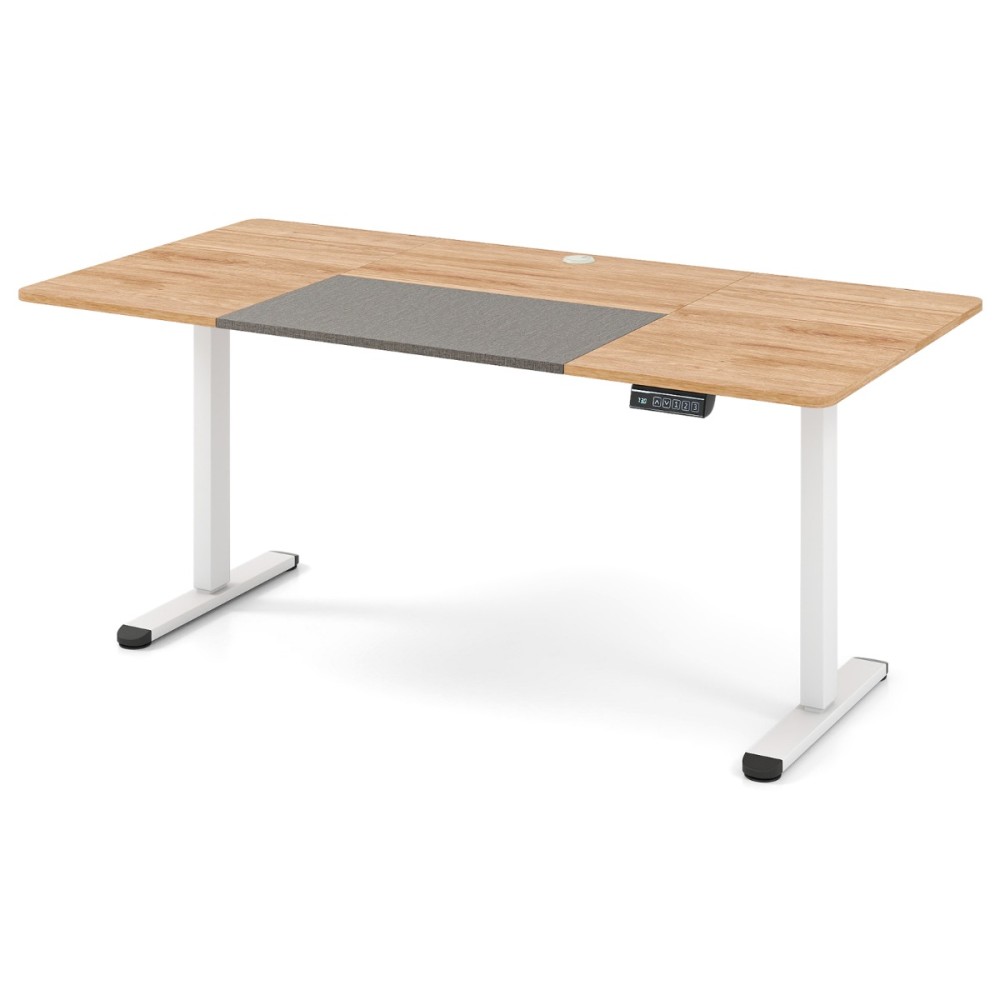 Costway Ηλεκτρικό Ρυθμιζόμενο Γραφείο 140 x 70 cm - Εργονομικό Καθιστό-Όρθιο Γραφείο σε Φυσικό Ξύλο JV13221DE-NA