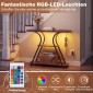 Costway Κονσόλα με LED και Σταθμό Φόρτισης, Μεταλλικός Σκελετός, Καφέ, 81,5 x 30,5 x 79,5 cm JV14144DE-CF