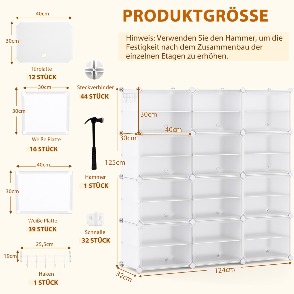 Costway Οργανωτής Παπουτσιών: DIY Λευκή Πλαστική Ντουλάπα με 12 Θέσεις JZ10059WH
