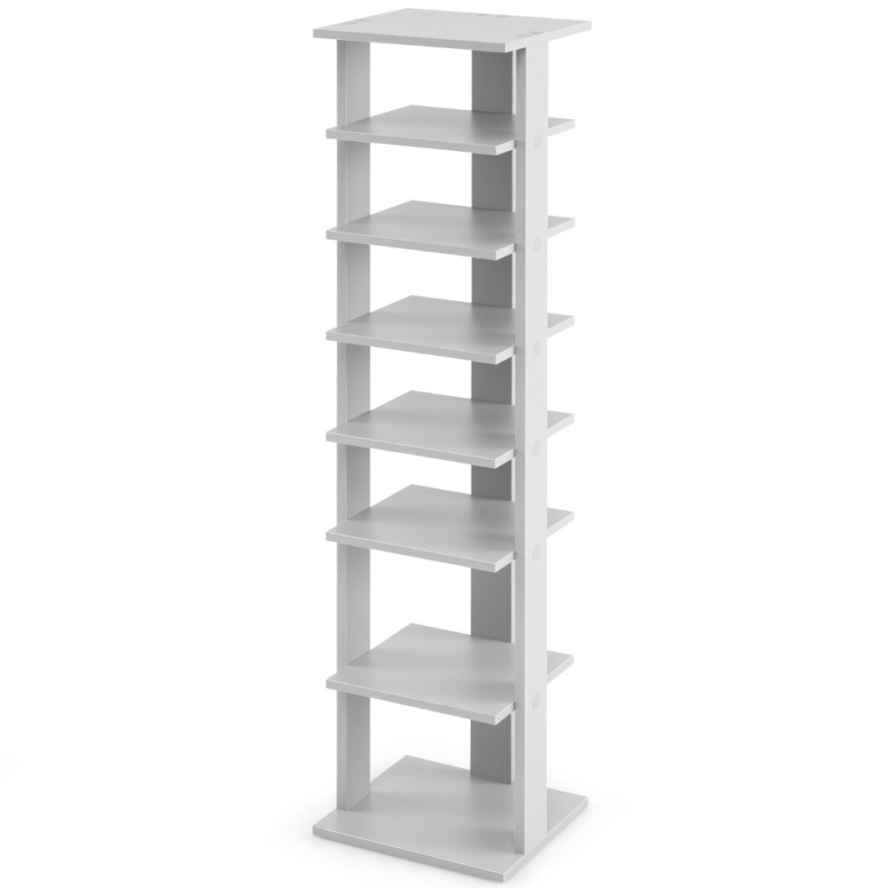 Costway Ξύλινη Παπουτσοθήκη 28,5 x 25,5 x 110 cm με 8 Στάδια Ρύθμισης για Εξοικονόμηση Χώρου JZ10140GR