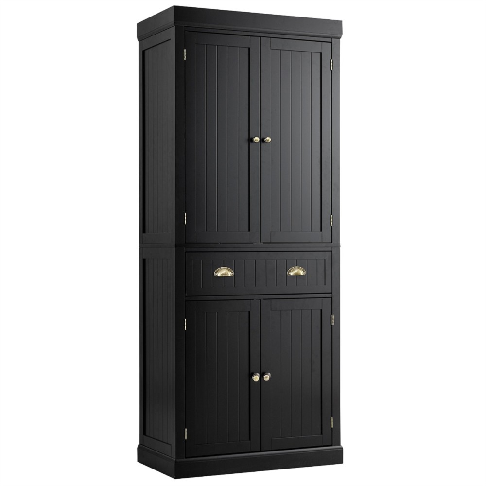 Costway Μαύρο Ξύλινο Μπουφέ 183cm με Ρυθμιζόμενα Ράφια JZ10157DK+