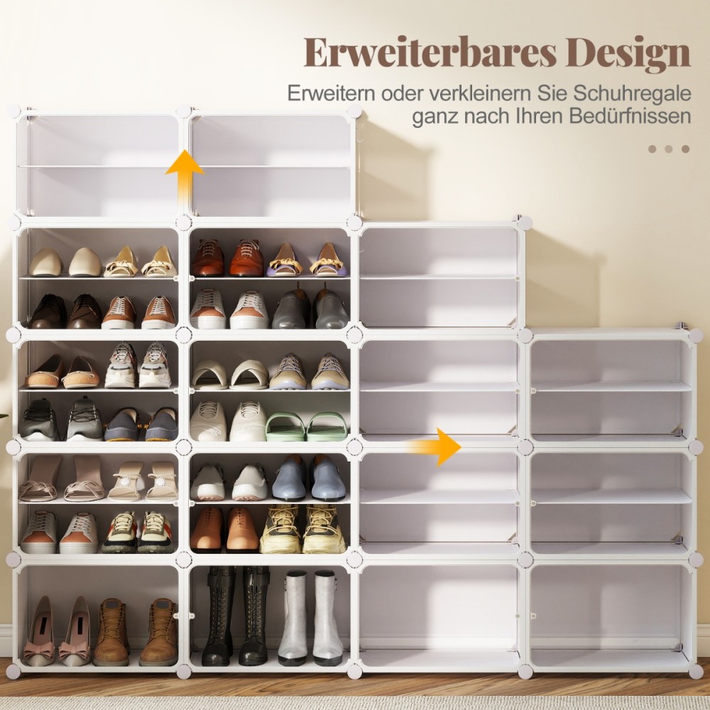 Costway Οργανωτής Παπουτσιών 8 Επιπέδων με Αποσπώμενα Ράφια για 32 Ζευγάρια Παπούτσια JZ10400WH