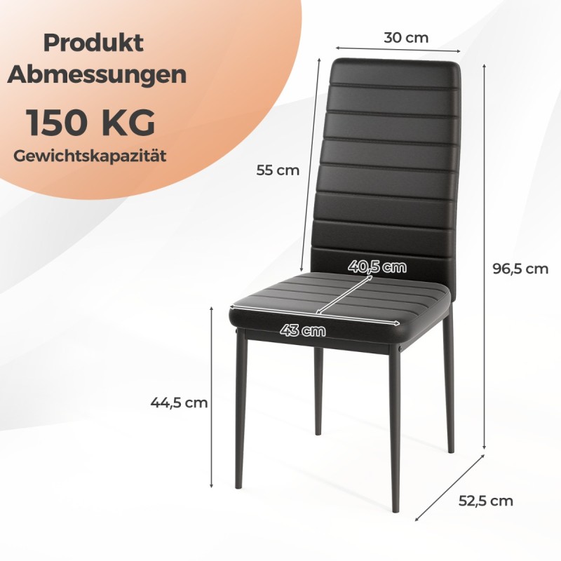 Costway Μοντέρνες και Άνετες Καρέκλες Τραπεζαρίας από Υψηλής Ποιότητας Δερματίνη με Ανθεκτική Κατασκευή και Εύκολη Συναρμολόγηση KC57384DK-A