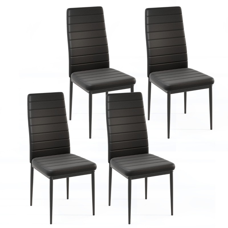 Costway Μοντέρνες και Άνετες Καρέκλες Τραπεζαρίας από Υψηλής Ποιότητας Δερματίνη με Ανθεκτική Κατασκευή και Εύκολη Συναρμολόγηση KC57384DK-A