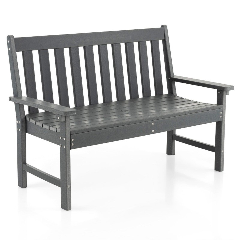 Costway  Γκρι Πάγκος Κήπου από HDPE για 2-3 άτομα 132 x 65 x 91 εκ. NP10895GR