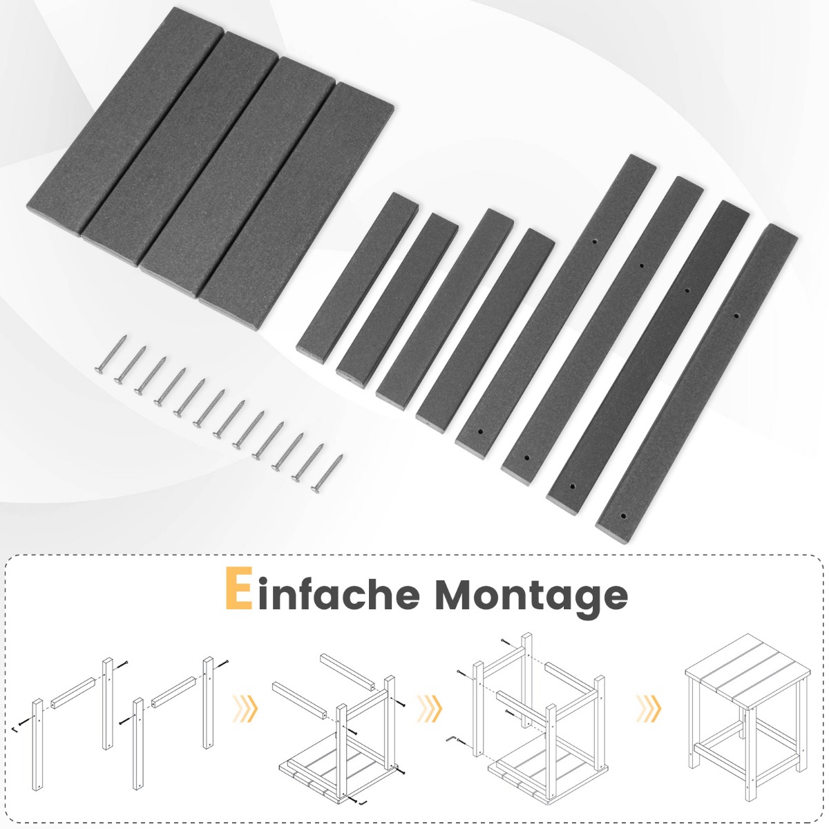 Costway Γκρι Ανθεκτικό Τραπέζι HDPE Adirondack 36x36x47 εκ. NP10939GR