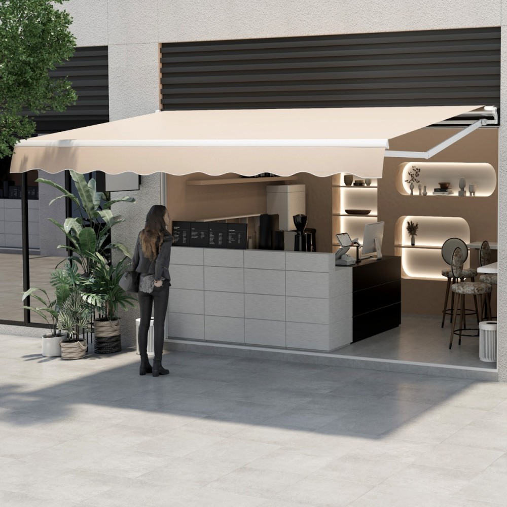 Costway Πέργκολα Μπαλκονιού με Μανιβέλα 400x250 cm Μπεζ NP11203BE