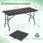 Costway Πτυσσόμενο Τραπέζι Camping με HDPE Επιφάνεια & Χειρολαβή 152 x 70 cm NP11840BK