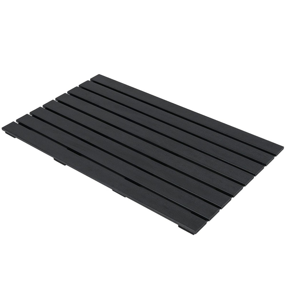 Costway Αδιάβροχο Χαλάκι Μπάνιου WPC 100 x 60 cm με Αντιολισθητική Υφή και Σχεδιασμό Λαττών NP12013BK