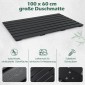 Costway Αδιάβροχο Χαλάκι Μπάνιου WPC 100 x 60 cm με Αντιολισθητική Υφή και Σχεδιασμό Λαττών NP12013BK