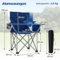 Costway Πτυσσόμενη Καρέκλα Camping με Θερμόσακο & Θήκη Ποτηριού, Αντοχή 227KG, Μαξιλαρωμένη Καρέκλα Ψαρέματος, Navy NP12634NY