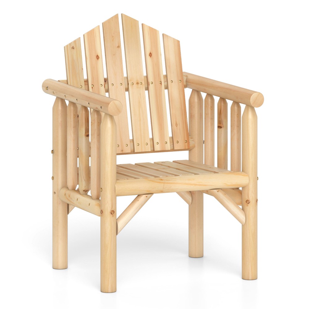 Costway Ξύλινη Πολυθρόνα Εξωτερικού Χώρου με Ψηλή, Κεκλιμένη Πλάτη και Φυσικό Σχεδιασμό NP12682NA