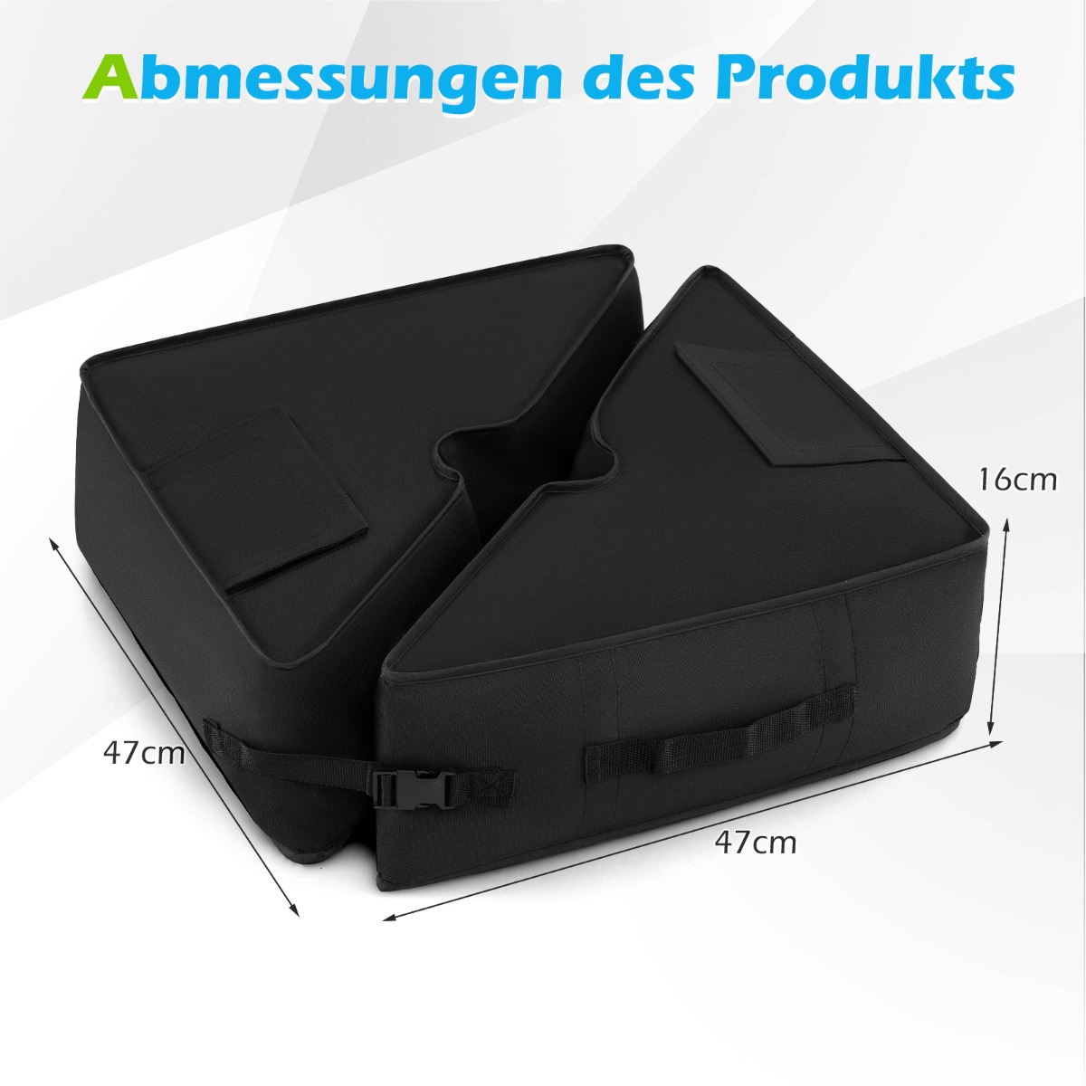 Costway Βάση Ομπρέλας Γεμιζόμενη με Άμμο 40 kg, Μεταφερόμενη, Μαύρη, 16 x 47 x 47 cm NP13095BK
