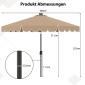 Costway Ομπρέλα Κήπου 300 cm με LED Φωτισμό, Μανιβέλα & Βολάν, Καφέ, 253 x 307 x 307 cm NP13192CF
